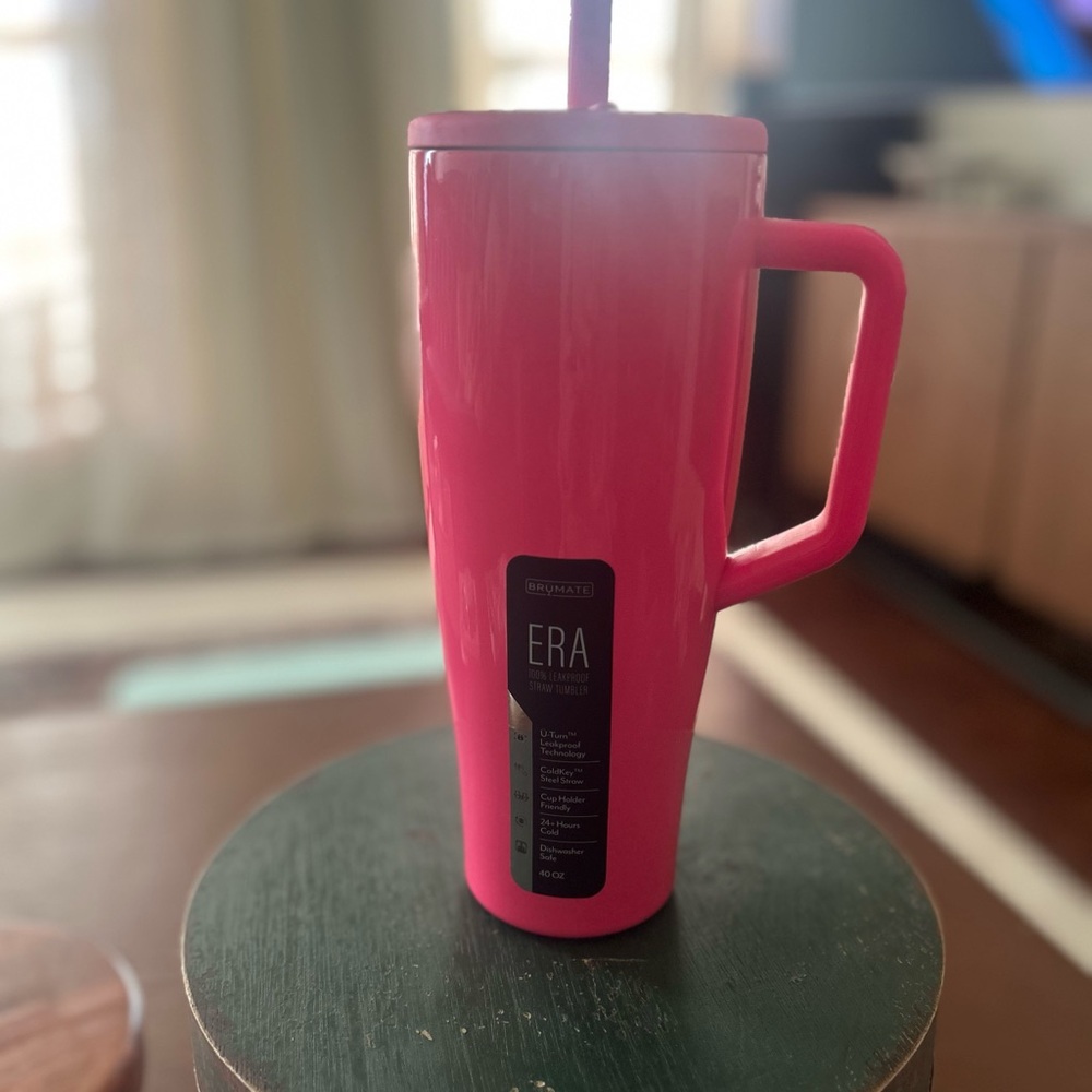 Brumate Pink Tumbler with Handle. New!!